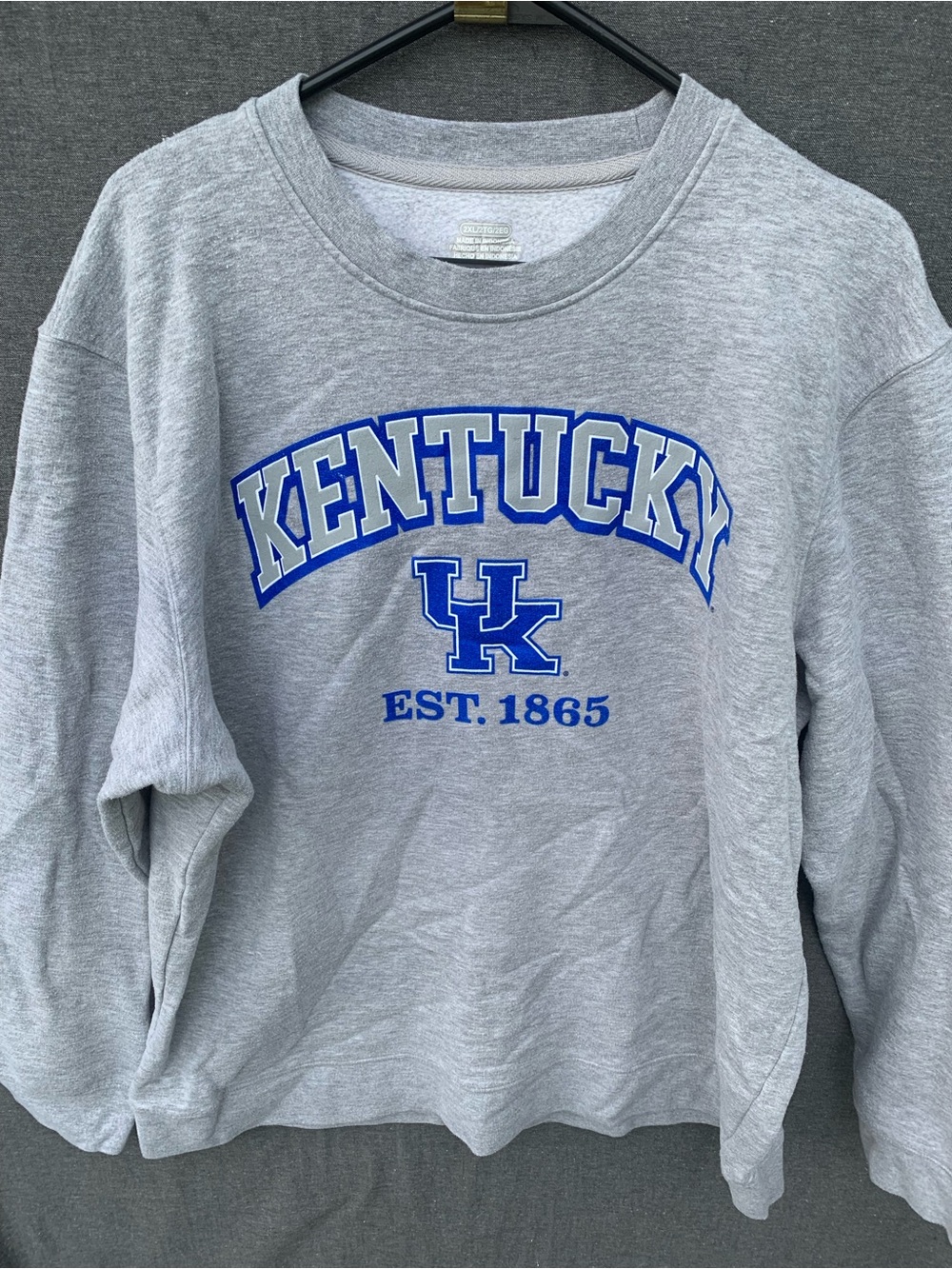 Kentucky Wildcats Grey Crewneck Sweatshirt Blue Logo Fanatics Size 2XL BBN